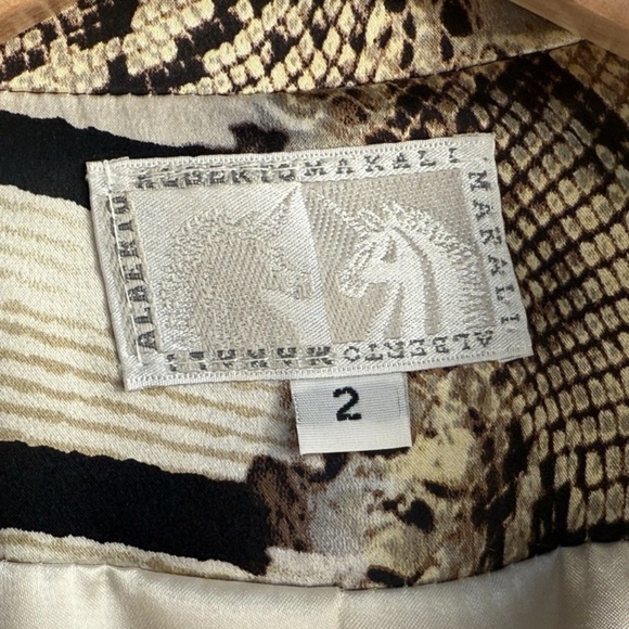 Vintage Albert Makali 100% Silk Animal Print Beaded Dressy Blazer Ruffle Hem 2 - Picture 9 of 14